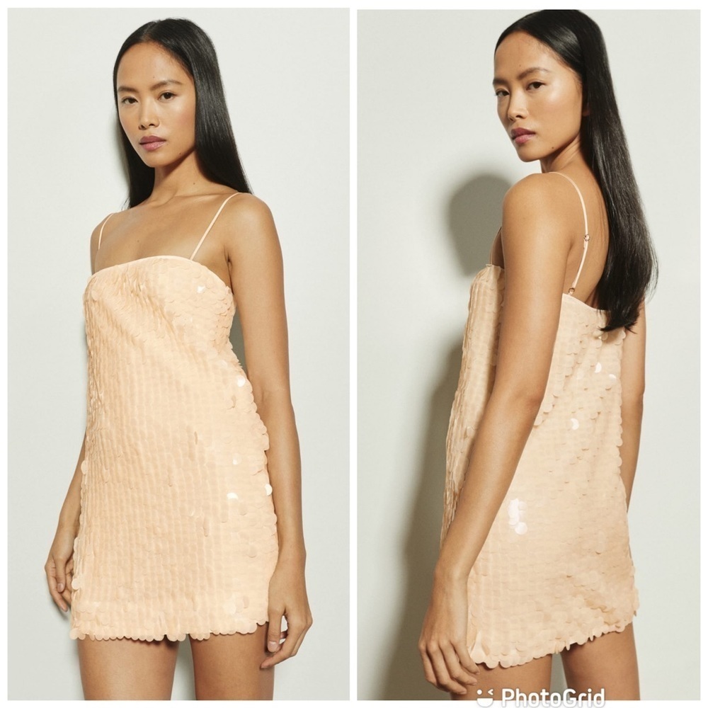 Reformation Alisha Sequin Dress in Ivory Sequin